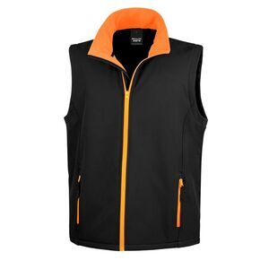 Result Mens Core Printable Softshell Bodywarmer / Black / Orange